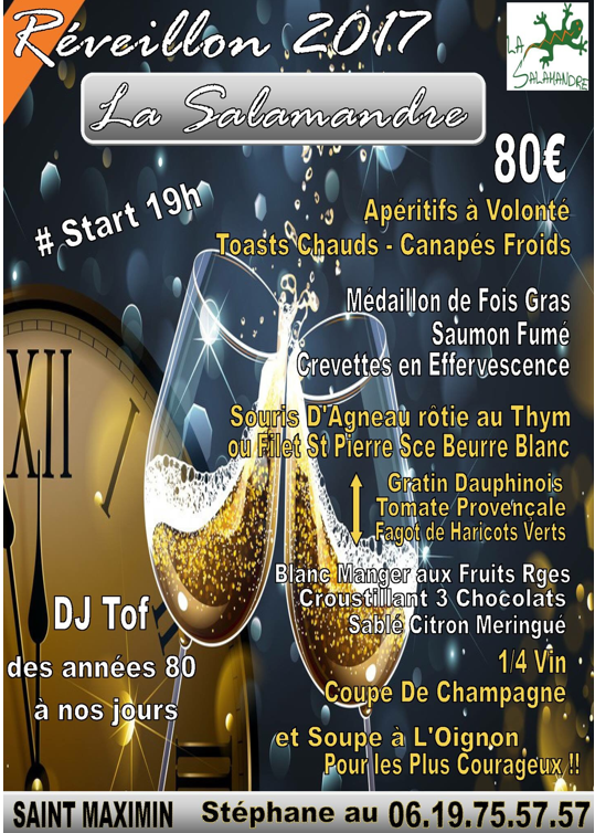 Réveillons 2017 à la Cafétéria la Salamandre